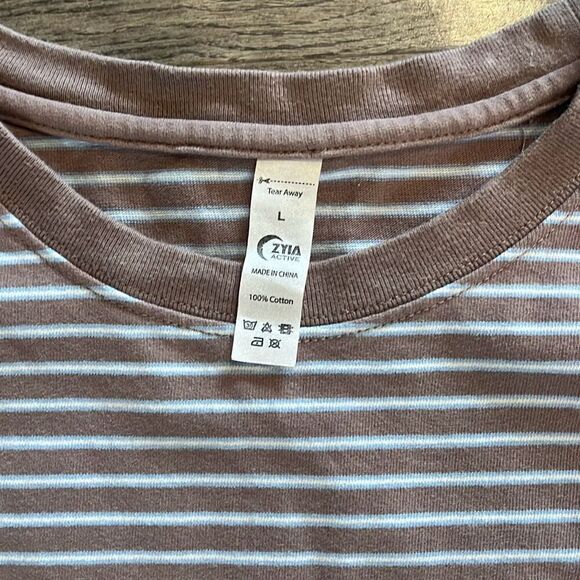 Zyia Dust Striped Cropped Crewneck Sweatshirt Large - Picture 4 of 5